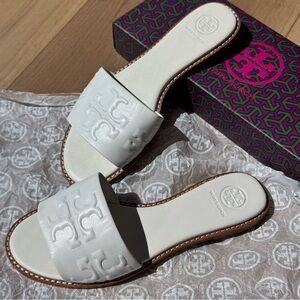 Tory Burch Everly High Frequency Slide Sandals in Snow White